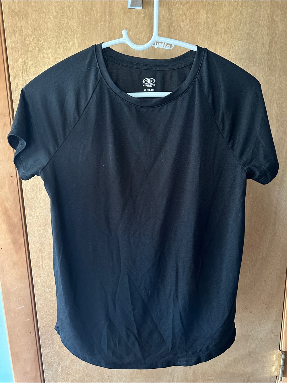 Athletic Works Black Short Sleeve Crew Neck Active Top